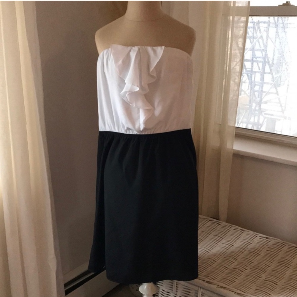 Versatile Monochrome Strapless Mini Dress by Express